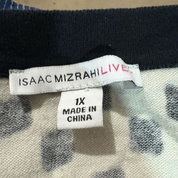Isaac Mizrahi Live Womens 1X Cardigan Black White Animal Print Sweater Boho Chic - Picture 3 of 6